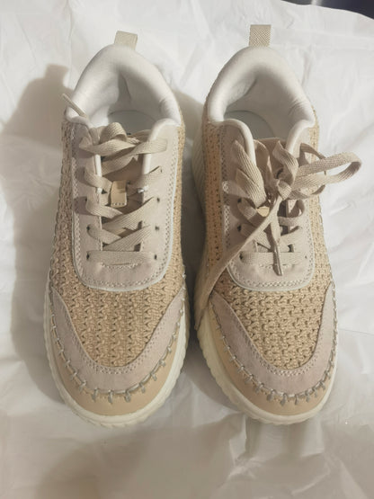 Women Lace Up Platform Woven Sneakers Comfortable Casual Fashion Sneaker Low Top Chunky Walking Shoes size 9