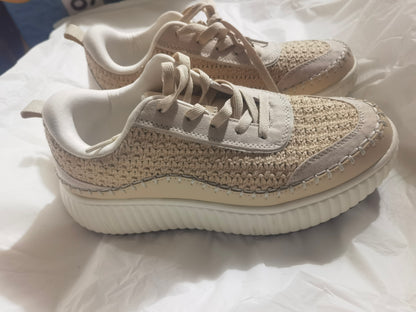 Women Lace Up Platform Woven Sneakers Comfortable Casual Fashion Sneaker Low Top Chunky Walking Shoes size 9