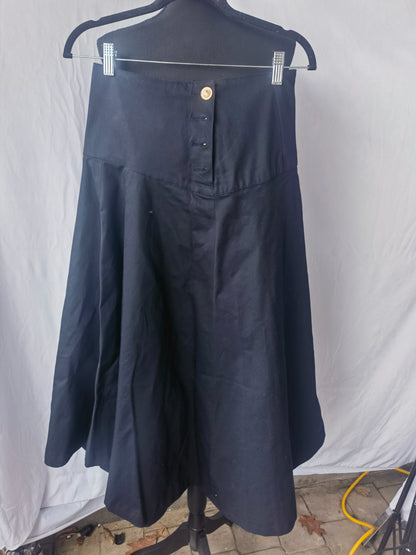 Women's high Waisted Elastic Waistband A-line Skirt, midi Casual Skirt, Long Skirt Size S