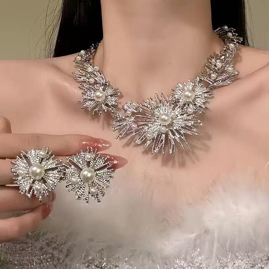 Women's Pearl Necklace and Earrings