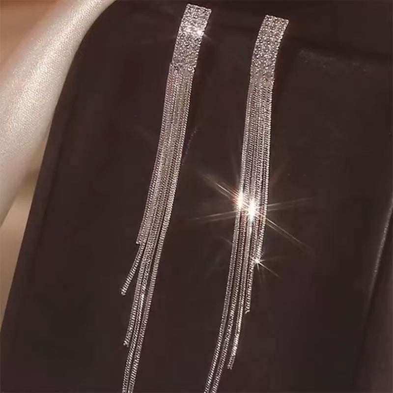 Women's Silver Tassel Earrings