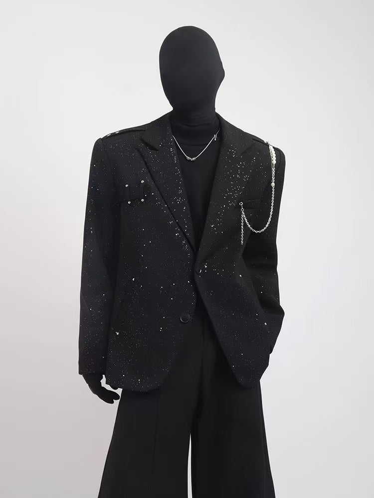 Men's black suit with highlights