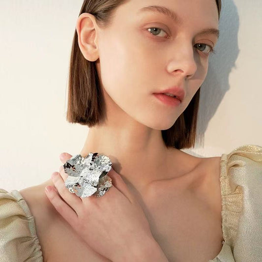 Women's Silver Petal Ring