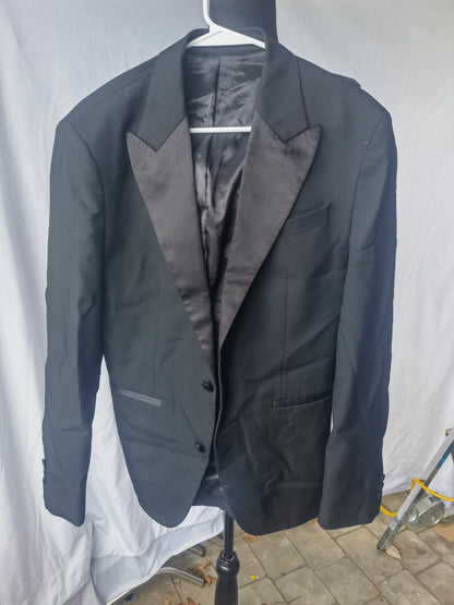 zara WOOL BLEND TUXEDO SUIT BLAZER size 38