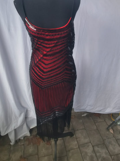 Women's Flapper Dress 1920s Vintage Sequins Beads Spaghetti Straps Fringe Party Wedding Night Dress DressSize M