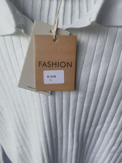 Men's Sweater V Neck Cable Knit Pullover Sweater Casual Long Sleeve Collared Twist Patterned Polo Sweaters size L