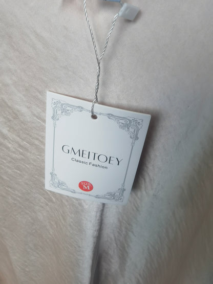 Gmeitoey 2023 Satin Cap Sleeve Cowl Back Summer Dresses for Women Elegant Ruched Waist Wedding Guest Midi Dress Size M