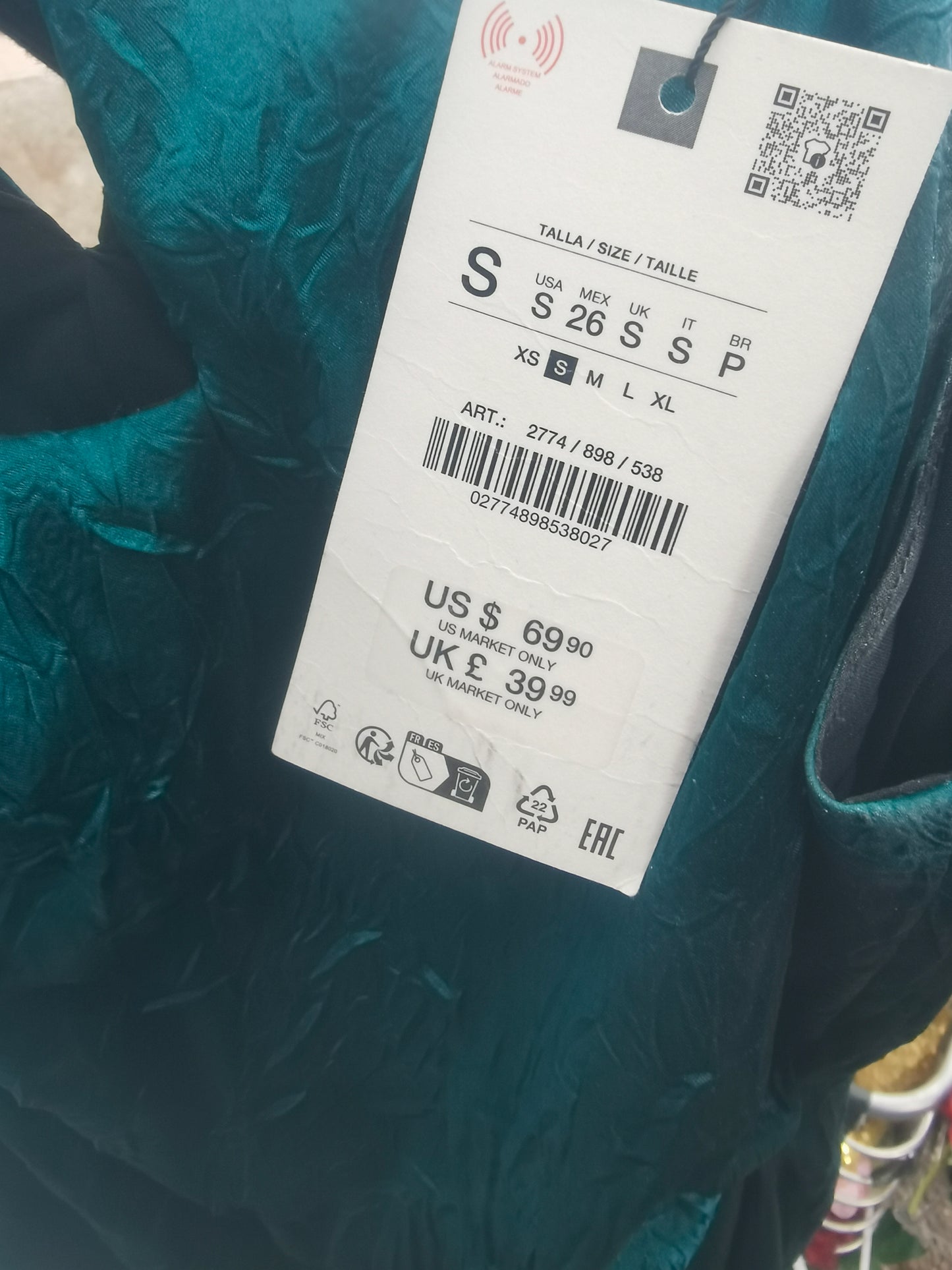 ZARA Women's GOLD APPLIQUÉ SATIN MIDI DRESS Size S