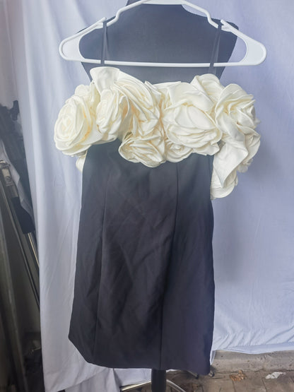 Women's black with rose suspenders Size