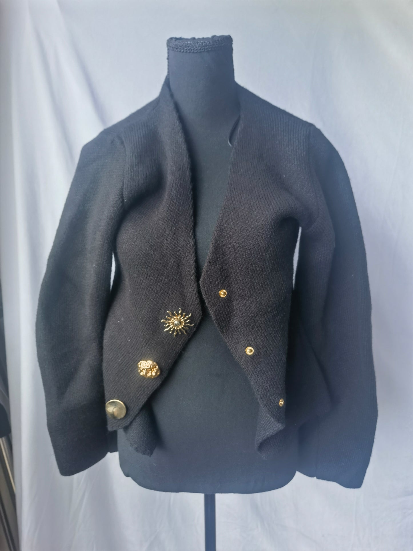 Women's Black Button-Accent Military Jacket  Size XS
