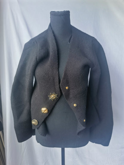 Women's Black Button-Accent Military Jacket  Size XS