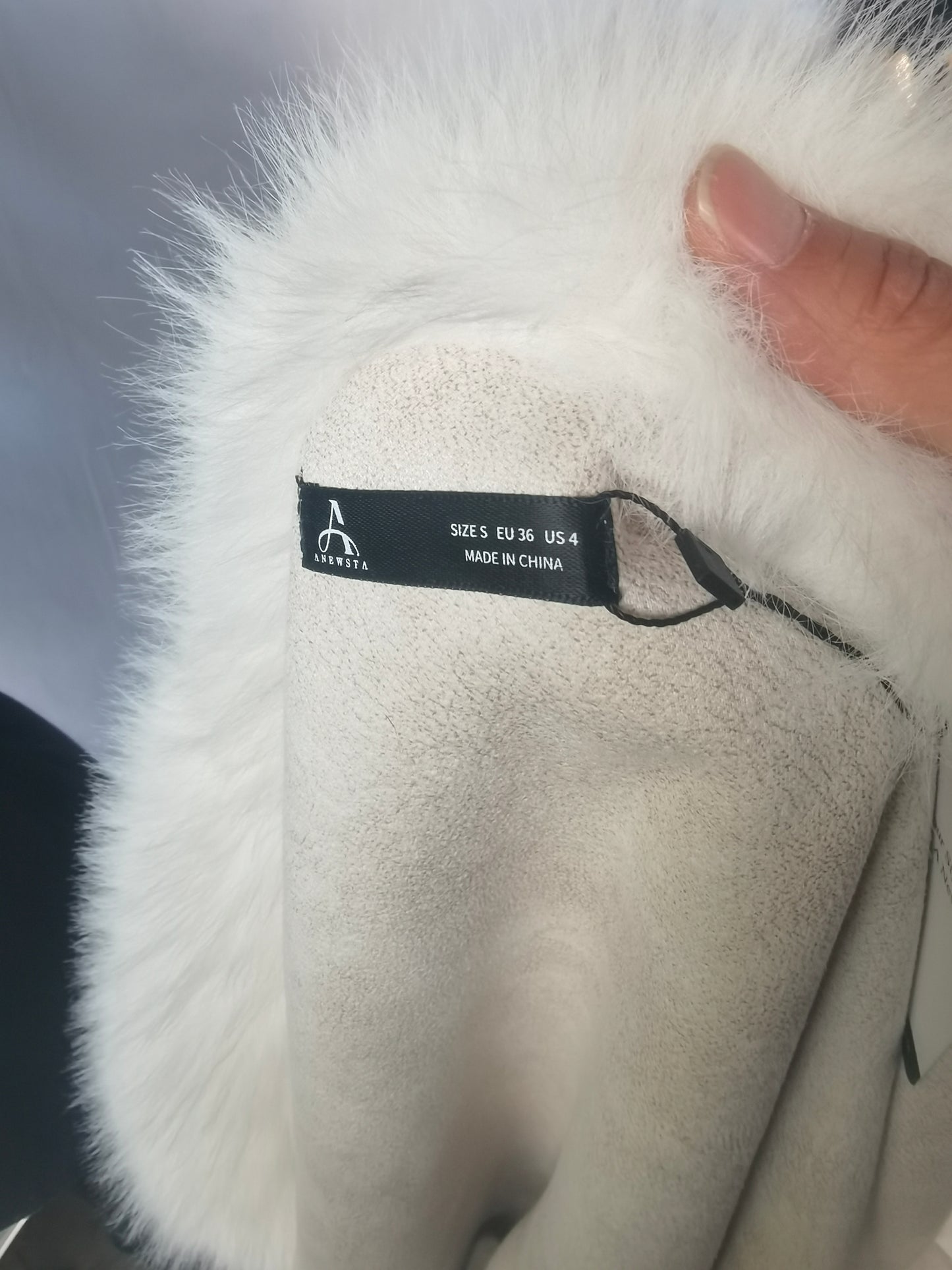 Anewsta New Fluffy Fox Fur Patchwork Midi Coat size 4