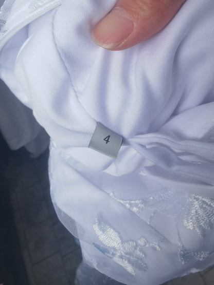 White Mermaid Wedding Dresses for Bride Long Bridal Gown with Train Size 4