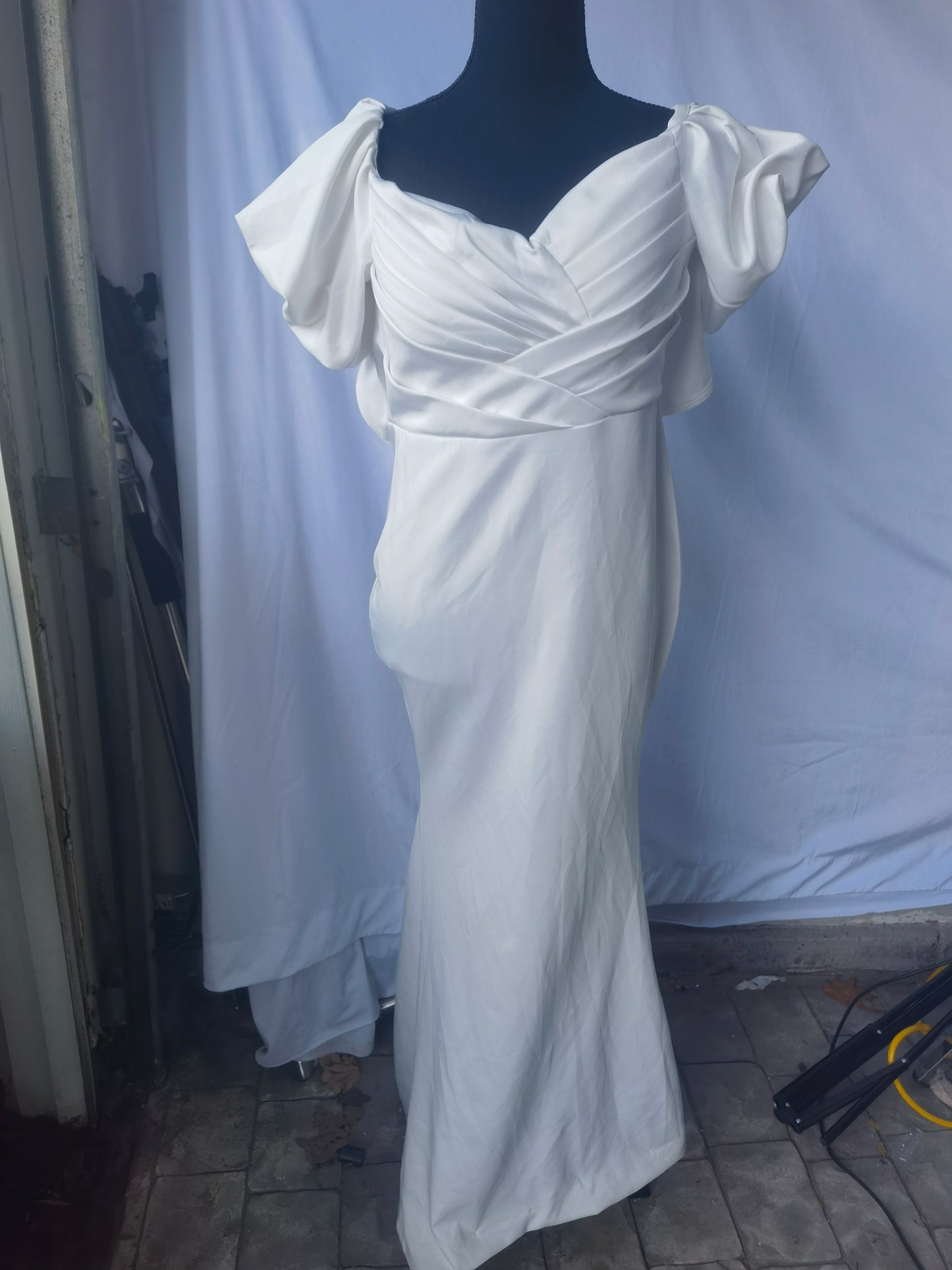 Wedding Dress Off The Shoulder Satin Wedding Dresses Long Bridal Gowns with Slit Size S