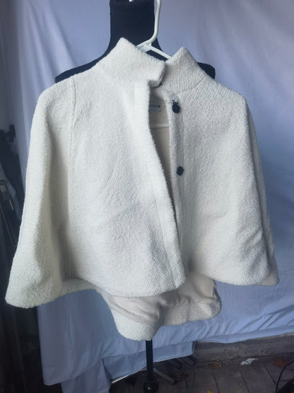 Women Wedding Bridal Cloak Winter Warm Evening Party Cape Bridesmaid Prom Bolero Jacket Mandarin Collar Coat  size S