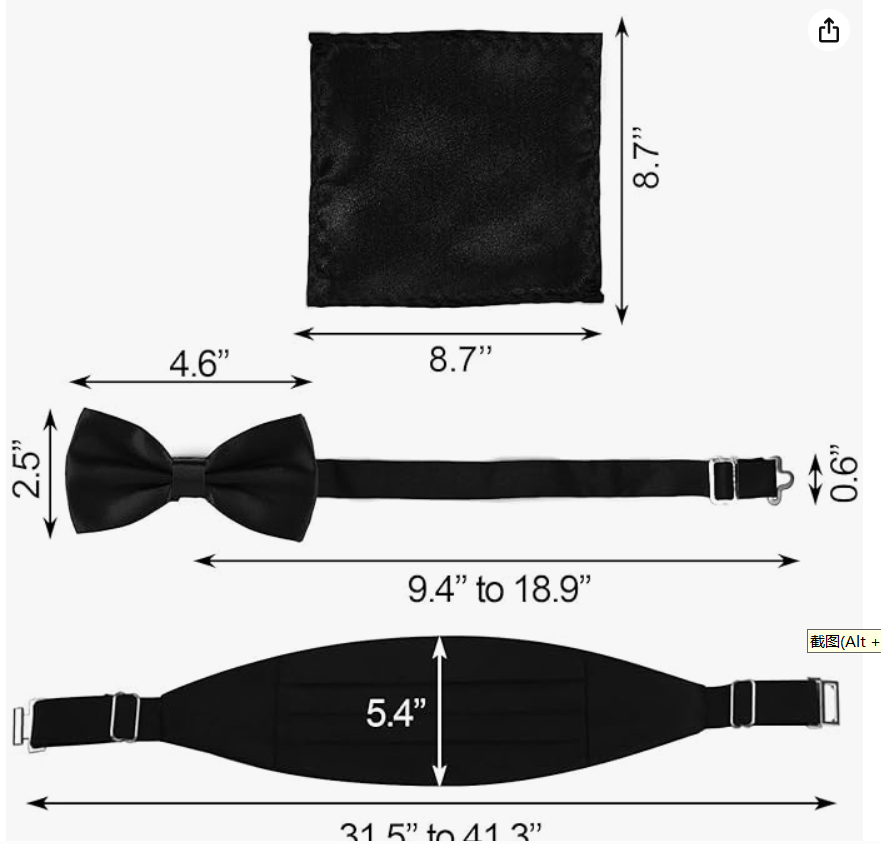 BlingKingdom Men's Satin Cummerbund Pretied Bow Tie Breast Pocket Handkerchief Set for Special Occassions