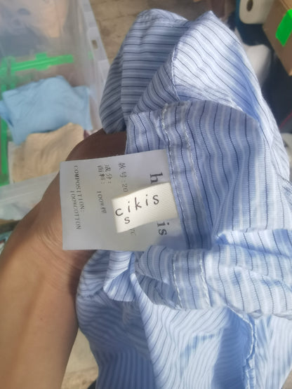 Women's Casual ButtonWomen's casual blue and white vertical striped shirt Size S