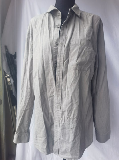 JEKAOYI Mens Casual Long Sleeve Cotton Linen Shirts Buttons Down Solid Plain Roll-Up Sleeve Summer Beach Shirts, Size M