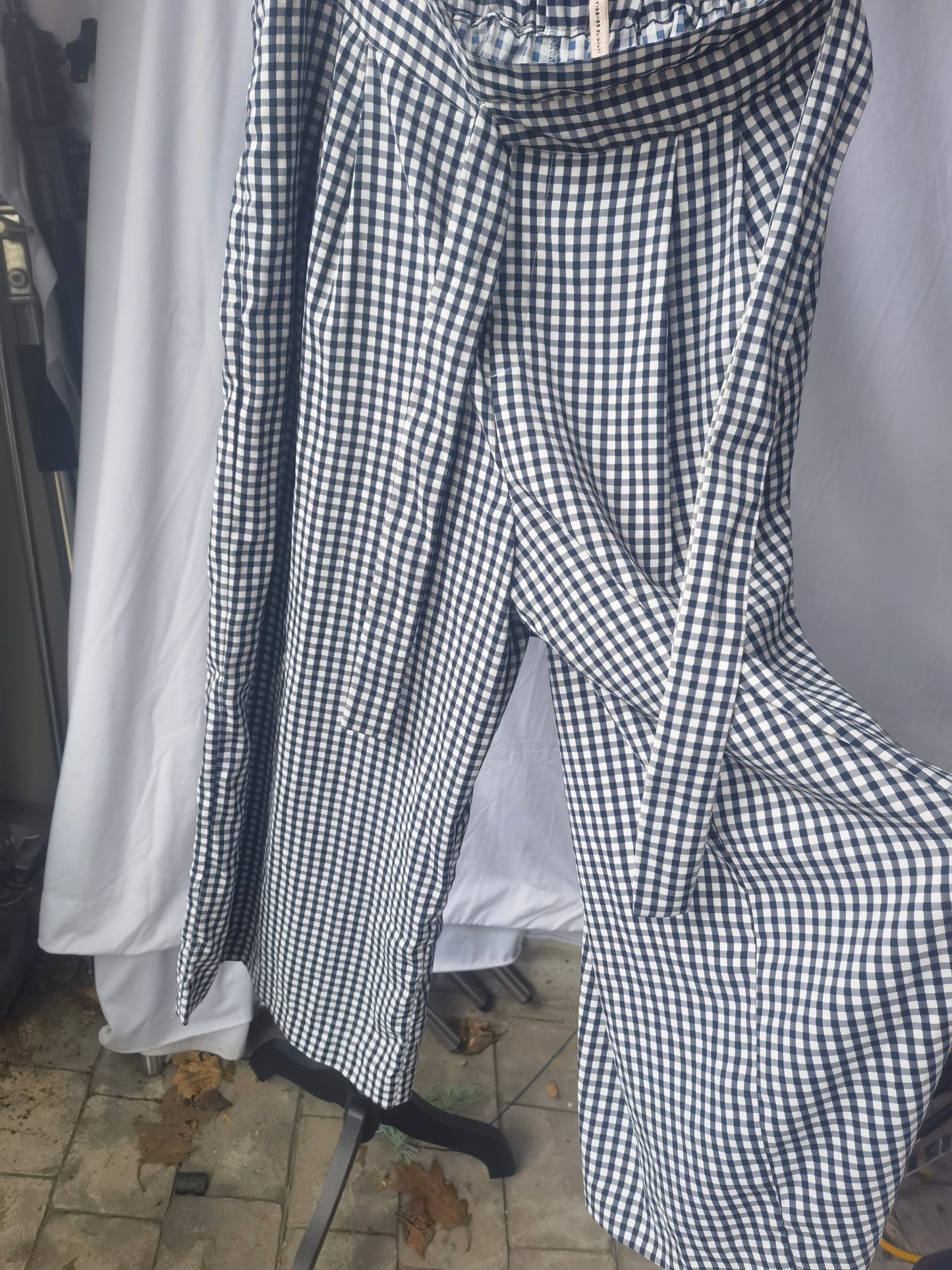 Zara Trafaluc collection black & white plaid pants women's Size XL