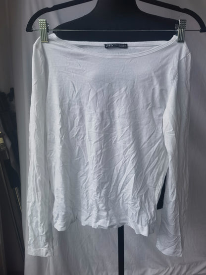 ZARA Women's RIBBED LONG SLEEVE T-SHIRT Size XS