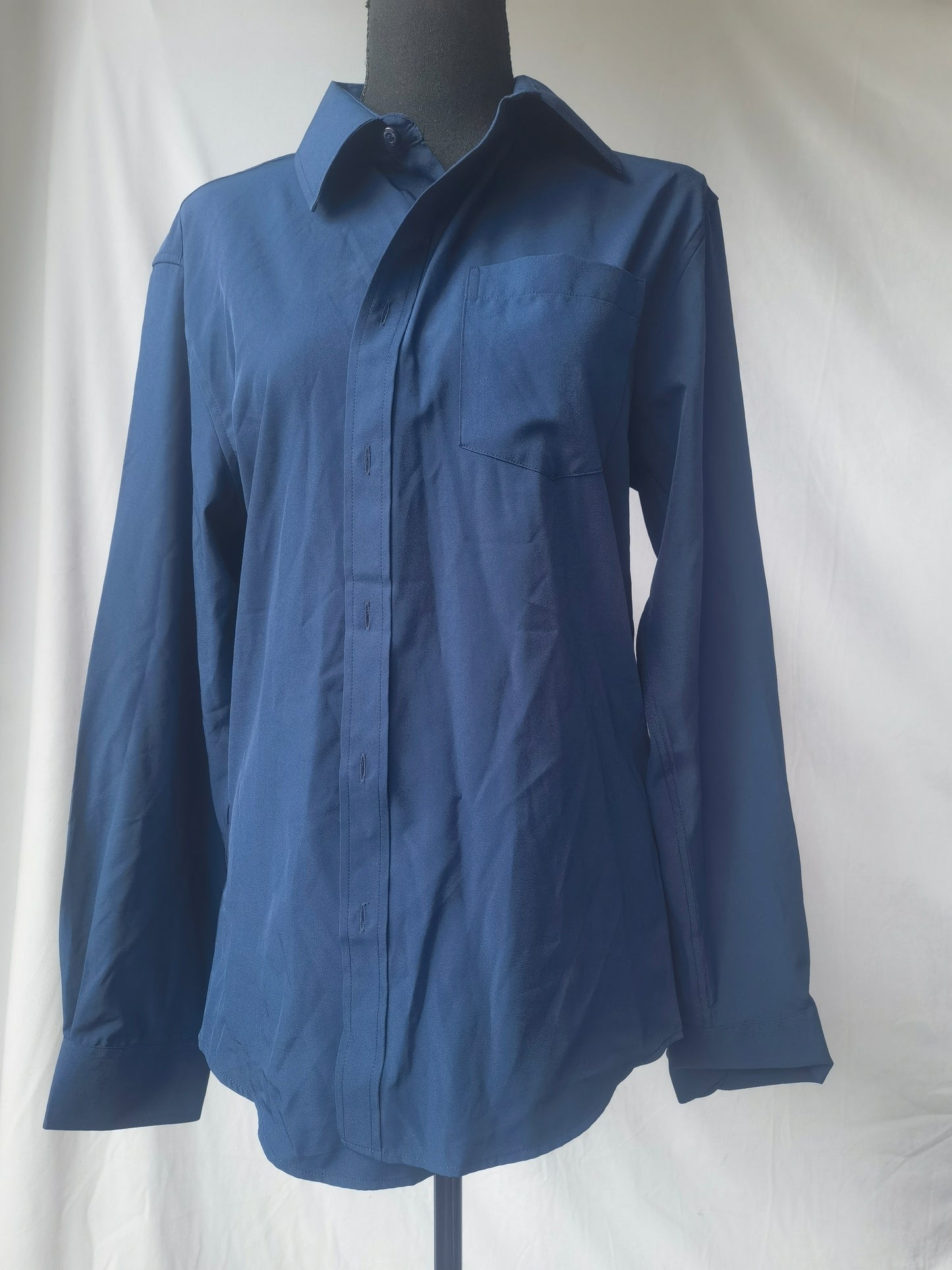 Men's Formal Wear Shirts Men Solid Color Business Casual Long Sleeve Casual Slim Fit Shirts  size S