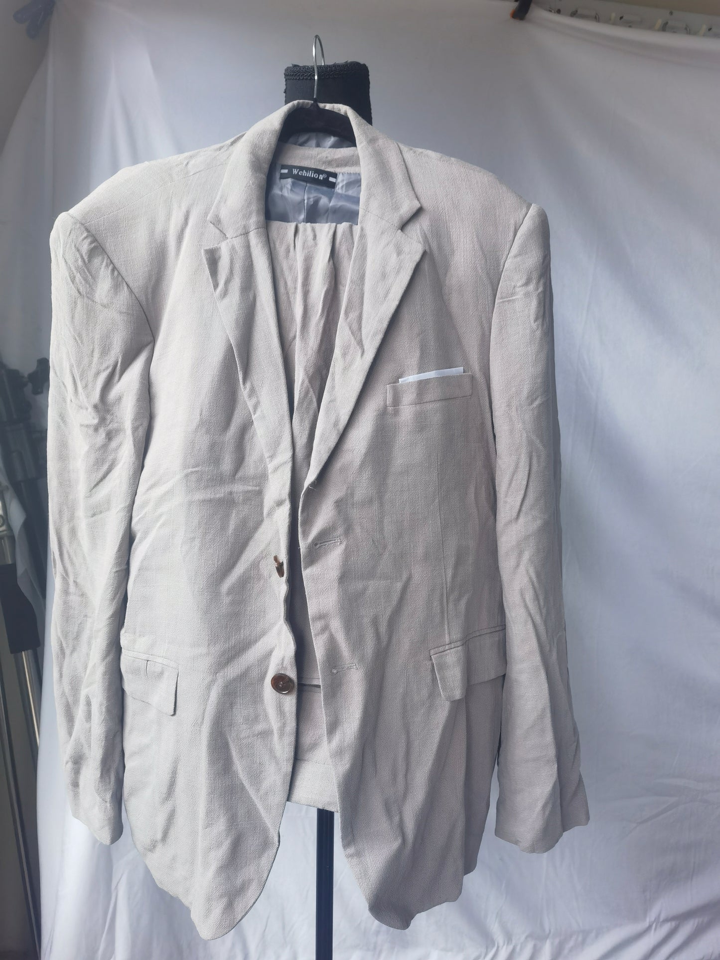 White Linen Suit Coat Men's Spring Summer Pure Color Slim Casual Business Thin Blazer Jacke, size M