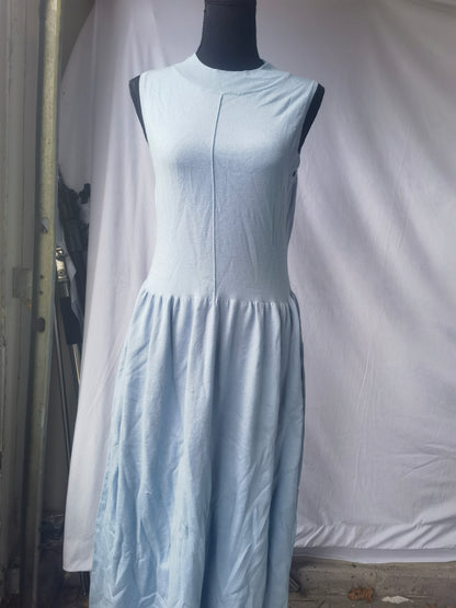 ZESICA High Waist Smocked Flowy Tiered Midi Dress t Size S