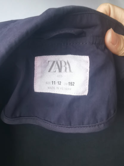 ZARA Ladies Purple Trench Coat Spring Autumn Suit Collar Double-Breasted Long Overcoat Loose WindbreakerSize 11/12