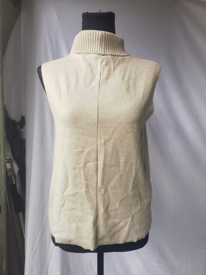 Women Cashmere Turtleneck Pullover Vest Sleeveless Pullover Sweater Solid Knited Jumper Vest Size S