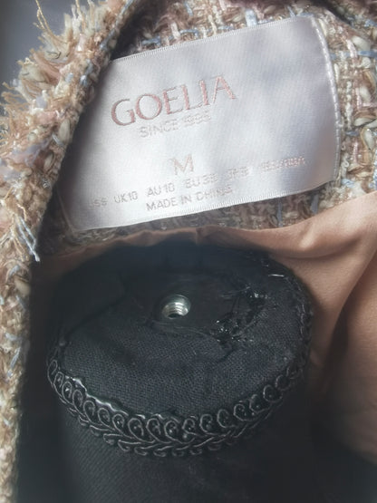 GOELIA Tweed Cropped Blazer Jacket for Women Open Front Long Sleeve Slim Fit Business Casual Blazer Size M