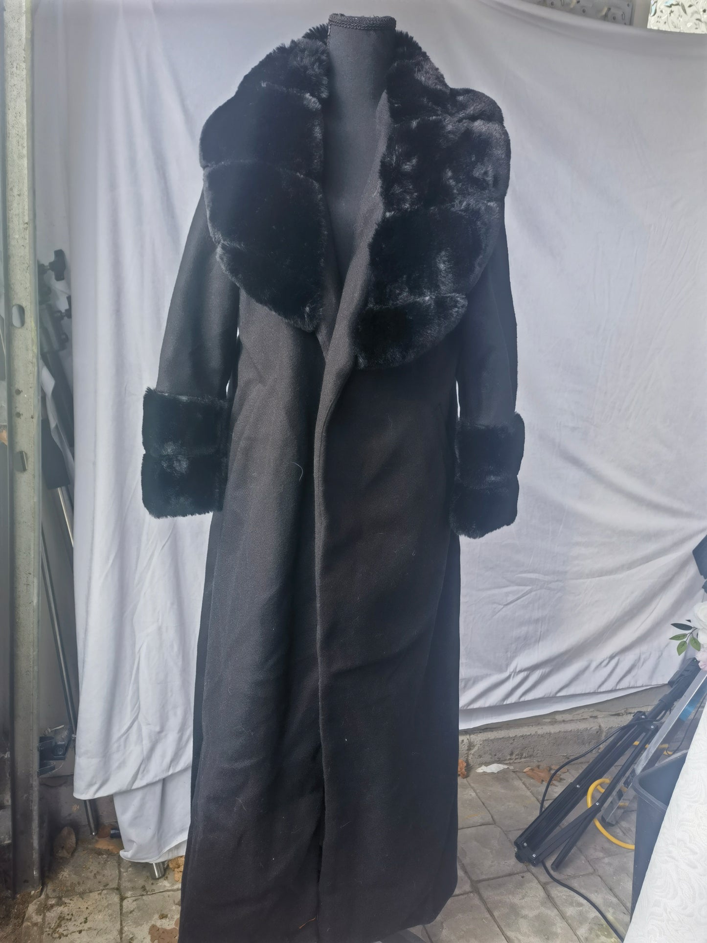 Ladies Black Women's Real Toscana Sheepskin Leather Suede Jacket Trench Coat  Size 4