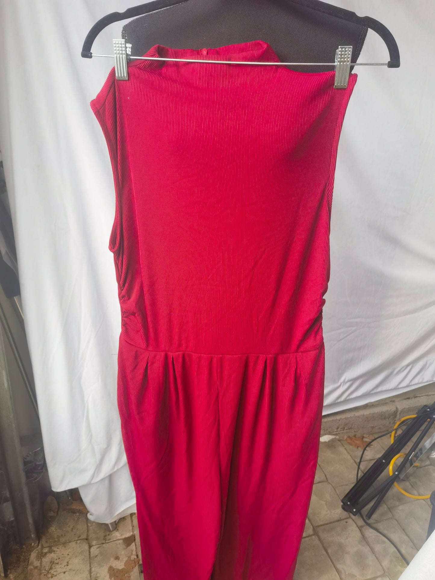 PRETTYGARDEN Women's Jumpsuits 2024 Summer Casual Sleeveless Elastic Waist Stretchy Ribbed Knit Long Rompers With Pocket  Size L