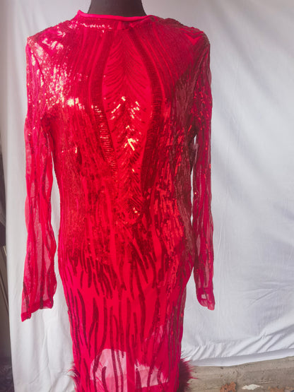 Women Bodycon Maxi Dress Sexy See-Through Mesh Sheer Party Dress Solid Long Sleeve Cross Tie-up Dress for Prom  Size L