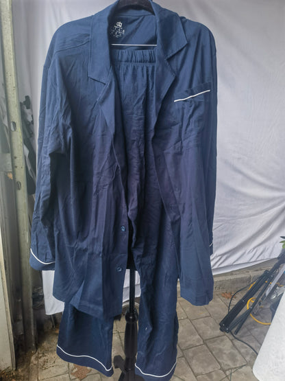 DAVID ARCHY Mens Pajamas Set Soft Cotton Notched Collar Pajamas for Men Long Sleeve Mens Sleepwear with Pockets & Front Fly  Size XL