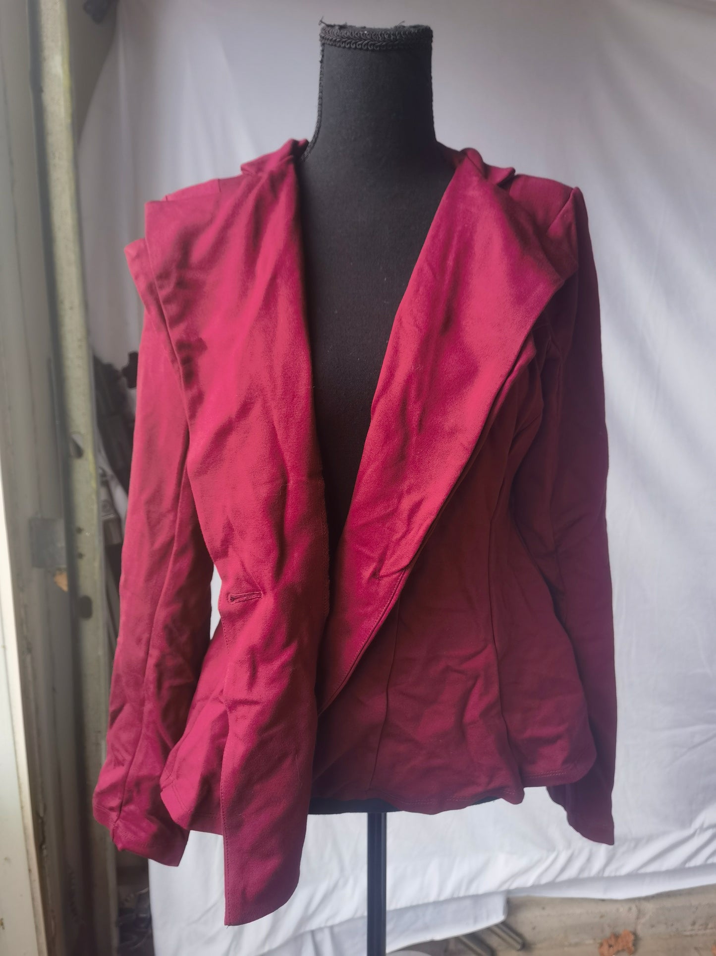 Blazers for Women Casual Elegant Puff 3/4 Sleeve Notched Lapel Cropped Blazer Button Front Ruffle Peplum Jacket size L