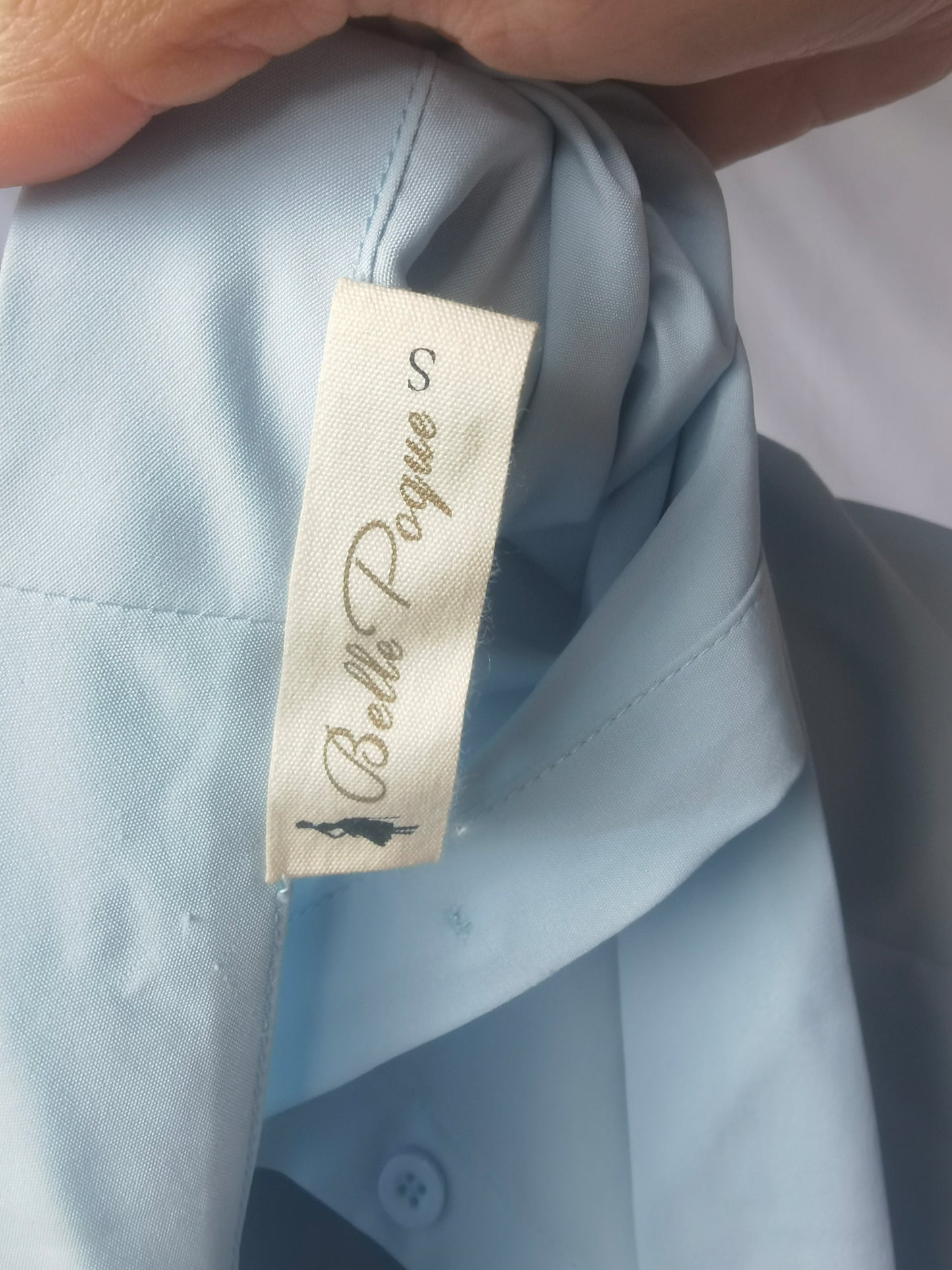 Women's light blue V-neck ribbon short-sleeved shirt size S