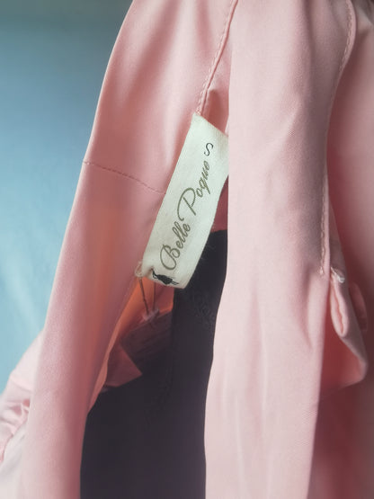 Belle Poque Women's Summer Short Sleeve Blouse Lapel Collar Slim Fit Casual Office Blouse Size S