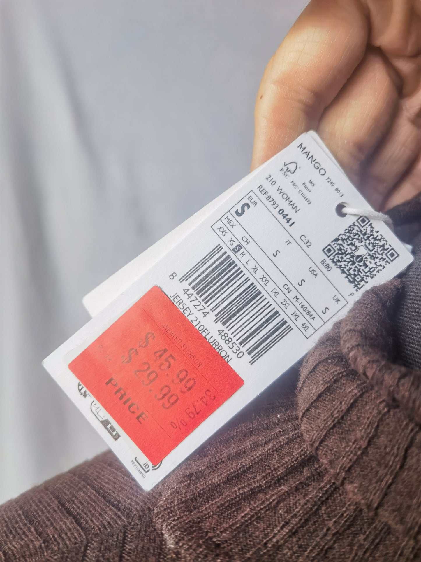 MANGO Women's dark brown high collar pile pleated knitted Turtle neck  sweater size S