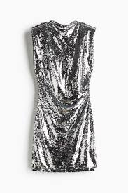 h&m Sequined shoulder-pad dress Size S
