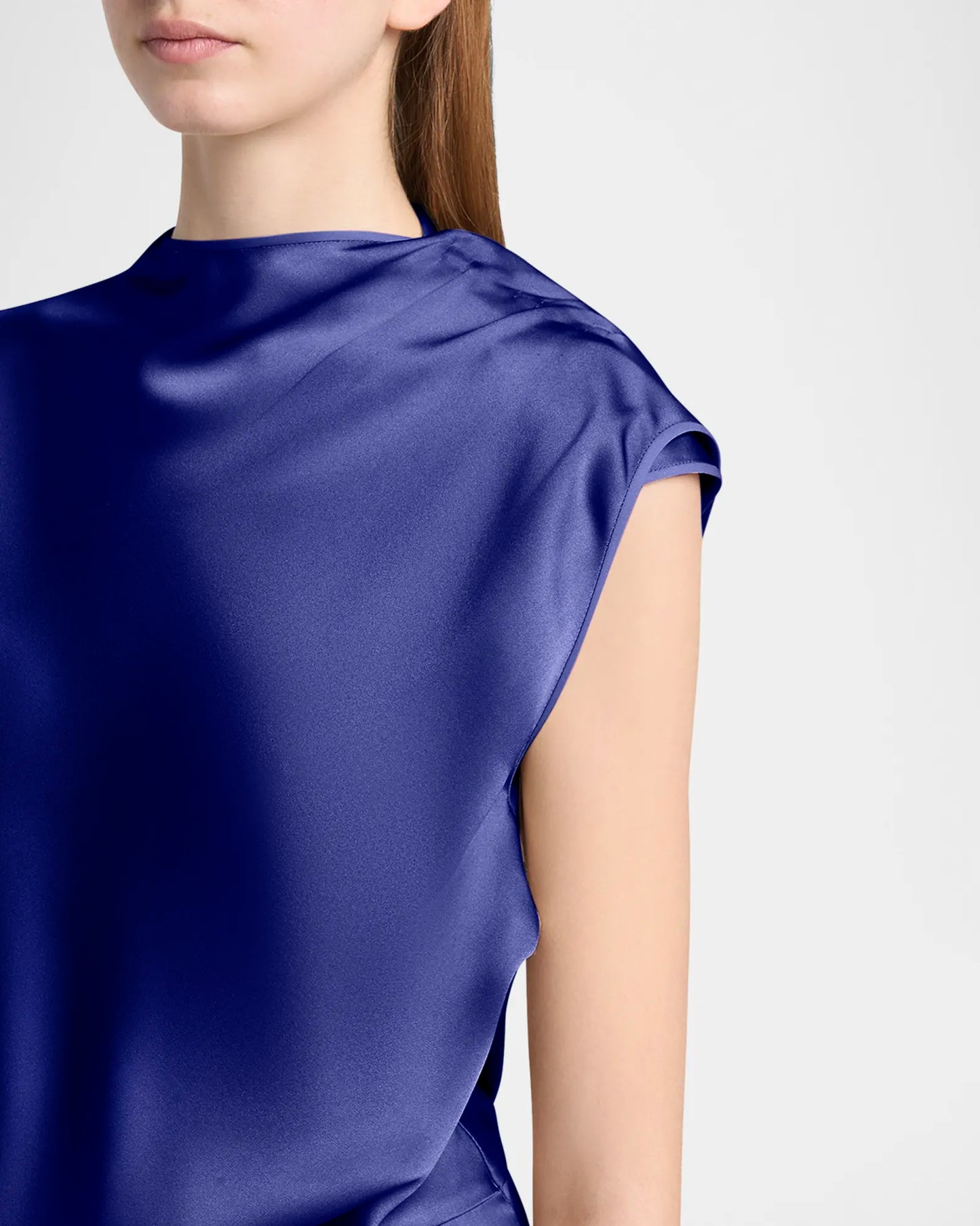 High-Neck Double Silk Satin Gown size S