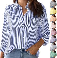 Women's Casual ButtonWomen's casual blue and white vertical striped shirt Size S