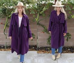 ZARA Ladies Purple Trench Coat Spring Autumn Suit Collar Double-Breasted Long Overcoat Loose WindbreakerSize 11/12
