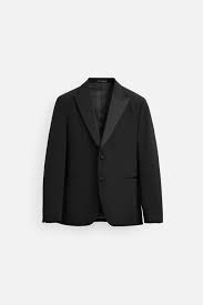 zara WOOL BLEND TUXEDO SUIT BLAZER size 38