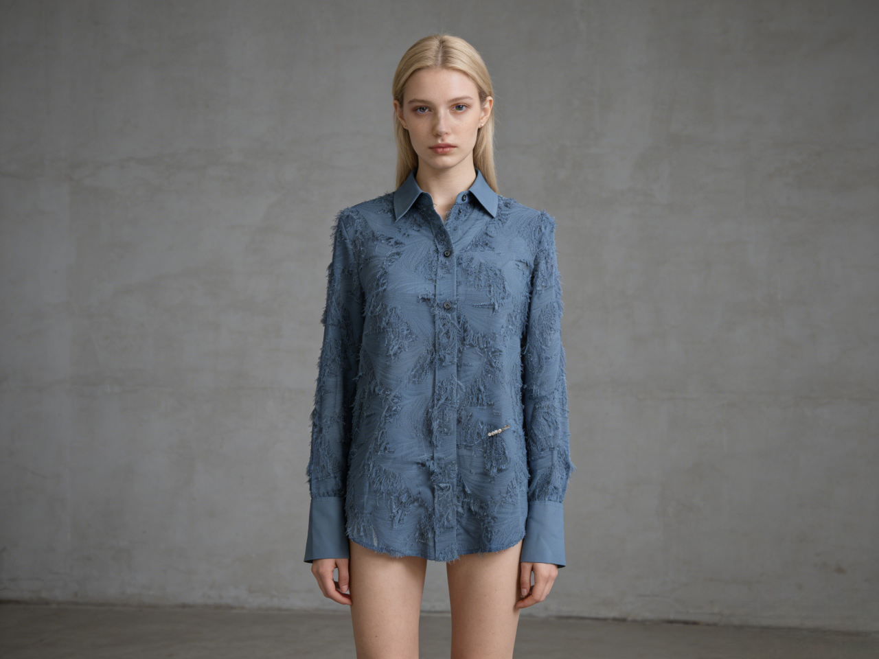H&M Classic Blue Pinstripe Oversized Button-Down Shirt Size XS