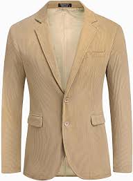 COOFADNY Men's Casual Corduroy Blazer Classic Fit Two Button Sport Coat Fashion Notch Lapel Blazer Jacket  Size L