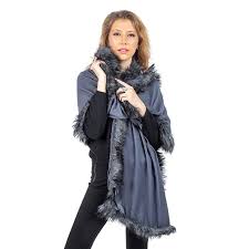 Faux Fox Fur Trim Cardigan Cloak Shawl Wraps Winter Poncho Oversized Cape