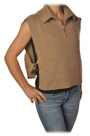 Vest with Zip Closure and Bow Detail - Beige - Pullover - Luxury Exclusive Collection size S