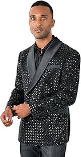 Barabas Men's Shiny Design Glittery Sequin Design Blazer BL3068 Size XL