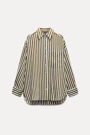 ZARA STRIPED SHIRT WITH METALLIC THREAD Size S