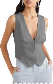 Women's Waistcoat Fully Lined 3 Button V-Neck Dressy Suit Vest Size L